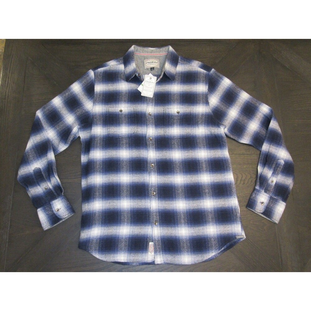 Flag & Anthem Flannel Shirt Men's L Casual Button Up Heavyweight Cotton Blue NWT